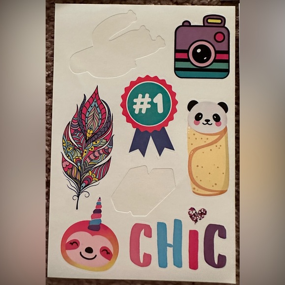 Justice Girls 15 Sticker Sheets - Sloth Unicorn Emoji Llama Hedgehog Corgi Panda - Picture 15 of 16